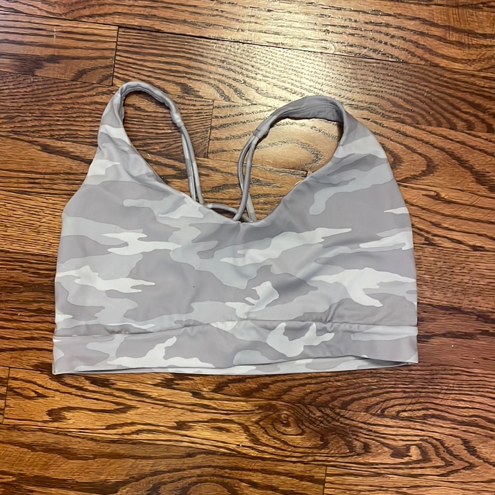 Athleta Strappy Solace Camo Print Sports Bra